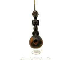 Antique African Luba (Baluba) Pipe with Custom Acrylic Box and Stand from Congo (DRC)