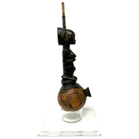 Antique African Luba (Baluba) Pipe with Custom Acrylic Box and Stand from Congo (DRC)