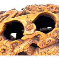 Chinese Hand-Carved Boxwood Ryusa-Style Netsuke Depicting Two Dragons with Stand - 4.5" H X 4" W X 3.5" D