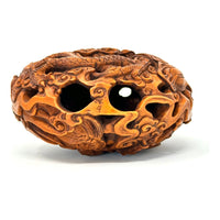 Chinese Hand-Carved Boxwood Ryusa-Style Netsuke Depicting Two Dragons with Stand - 4.5" H X 4" W X 3.5" D