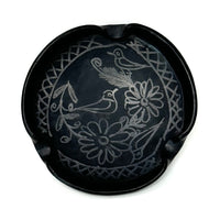 Vintage Doña Rosa Barro Negro Round Decorative Ashtray/Catchall from Oaxaca, Mexico, Signed - 5.38" Diam X 1.25" H