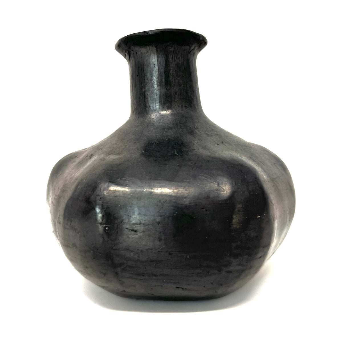 Vintage Doña Rosa Barro Negro Gourd-Shaped Vase from Oaxaca, Mexico, Signed - 5.38" H X 5" Diam.