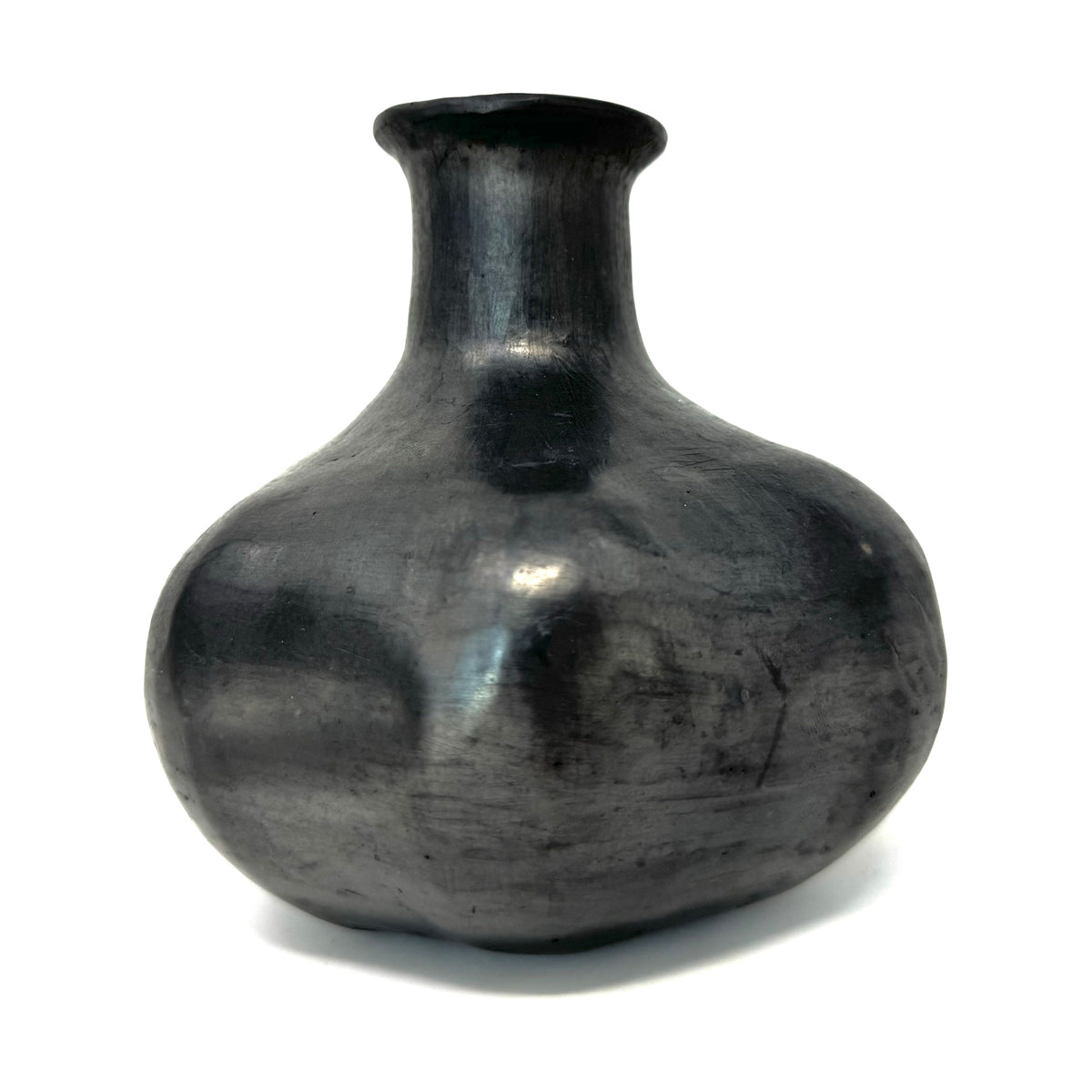 Vintage Doña Rosa Barro Negro Gourd-Shaped Vase from Oaxaca, Mexico, Signed - 5.38" H X 5" Diam.