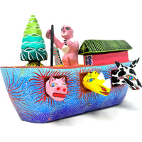 Oaxacan Folk Art Noah's Ark by Agustin Vasquez Aguilar - 7" H X 11" L