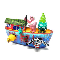 Oaxacan Folk Art Noah's Ark by Agustin Vasquez Aguilar - 7" H X 11" L