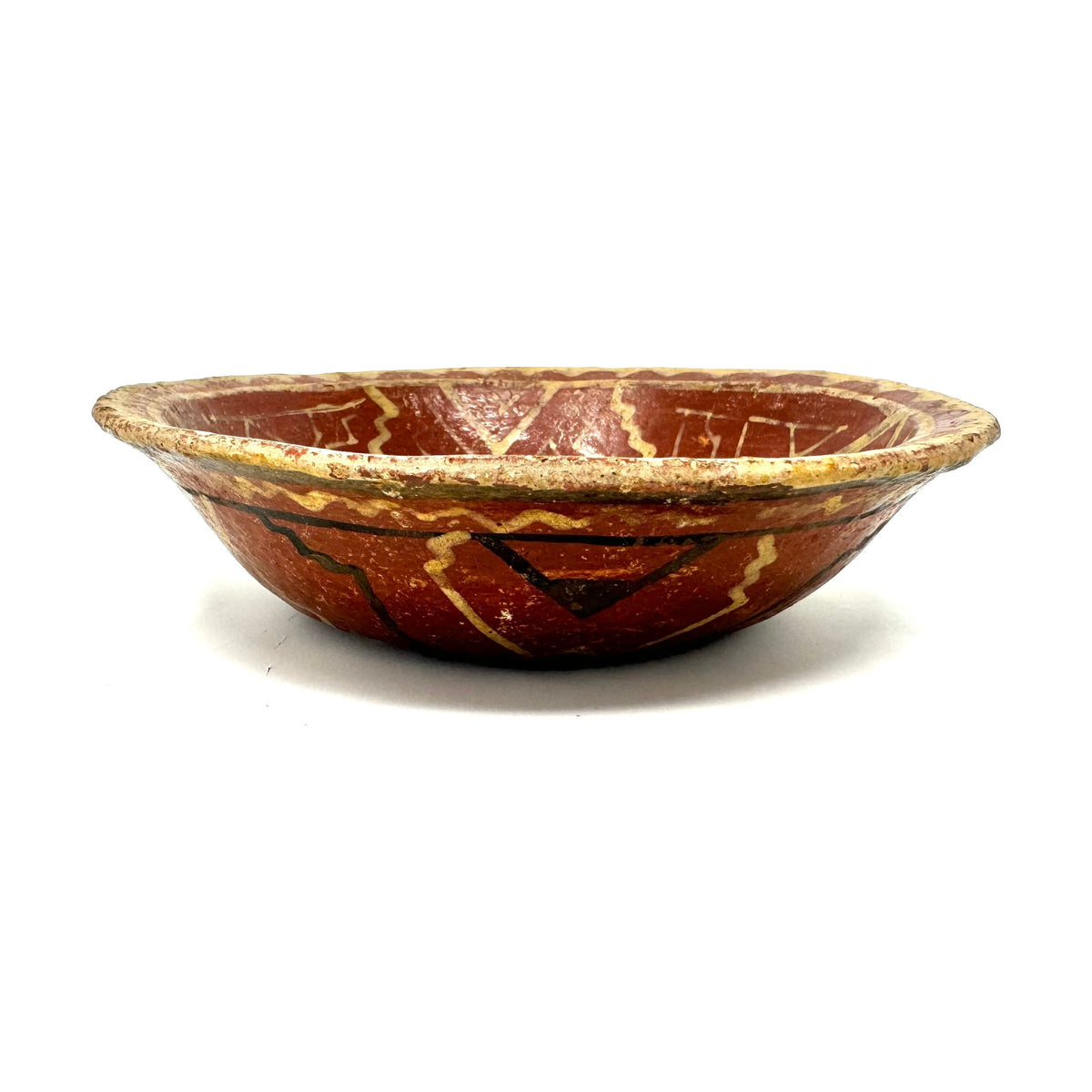 Shipibo-Conibo Amazon Pottery Bowl with Stand - 6.5" Diam X 1.5" H (#1)