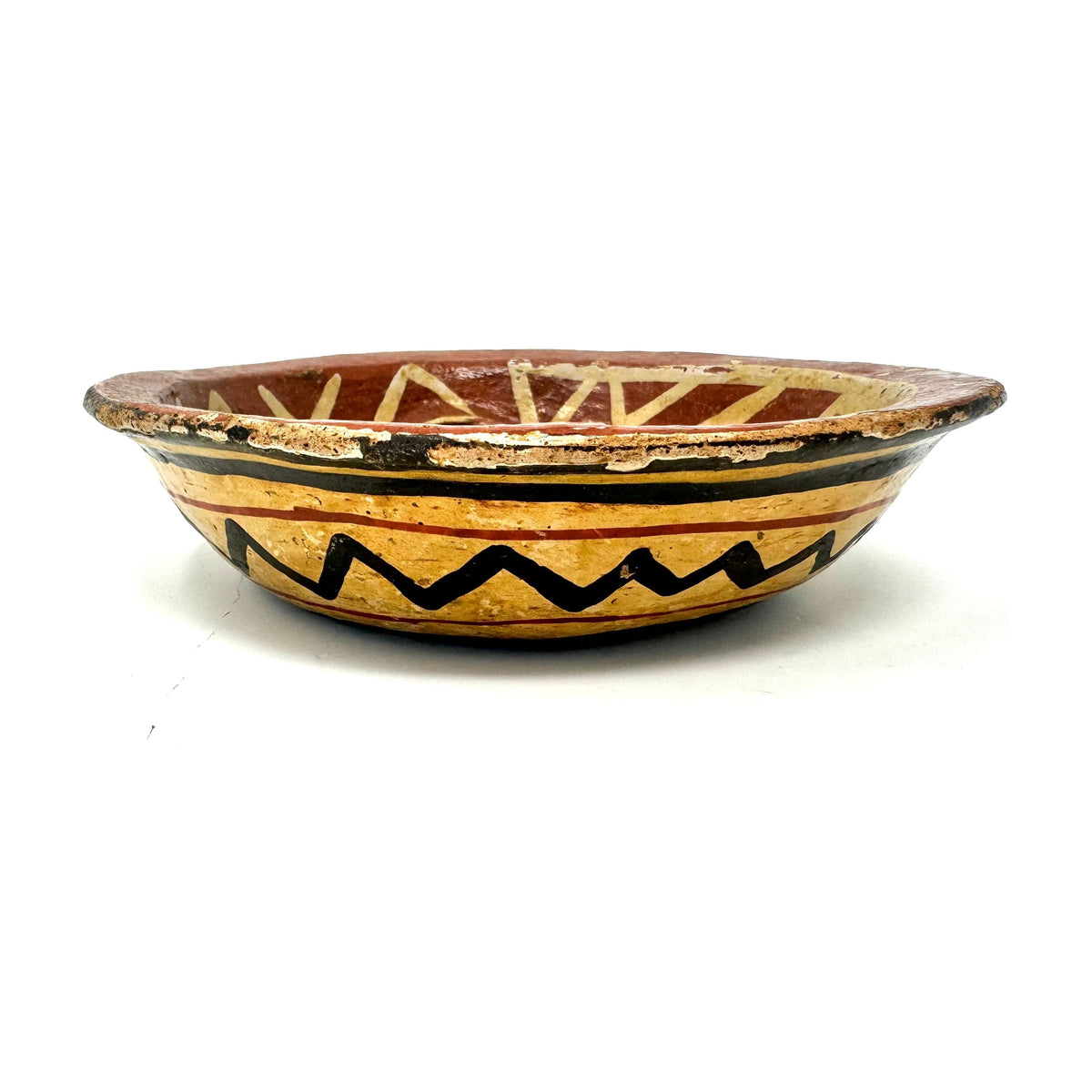 Shipibo-Conibo Amazon Pottery Bowl with Stand - 6.5" Diam X 1.5" H (#2)