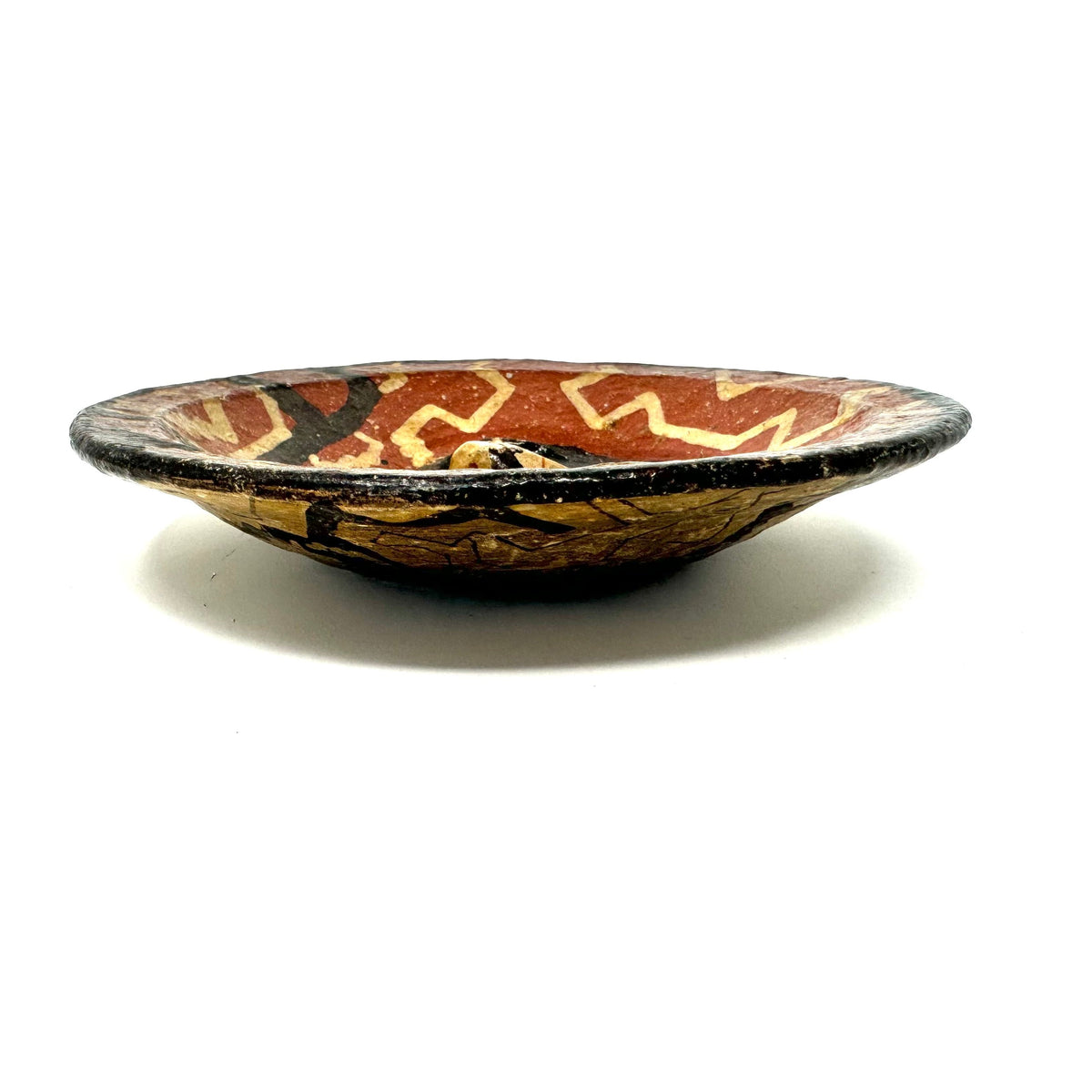 Shipibo-Conibo Amazon Pottery Bowl with Stand - 6.75" Diam X 1" H (#3)