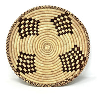 African Coiled Basket/Tray with Dark Brown Pattern - 11" Diam. X 1.75" H