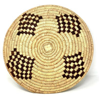 African Coiled Basket/Tray with Dark Brown Pattern - 11" Diam. X 1.75" H