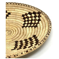 African Coiled Basket/Tray with Dark Brown Pattern - 11" Diam. X 1.75" H