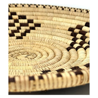 African Coiled Basket/Tray with Dark Brown Pattern - 11" Diam. X 1.75" H