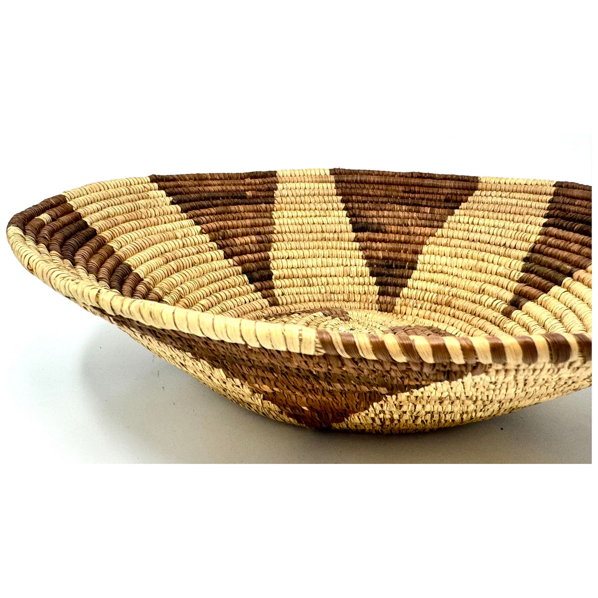 1970s Forehead of the Kudu Pattern Botswana Basket - 12" Diam. X 3.75" H