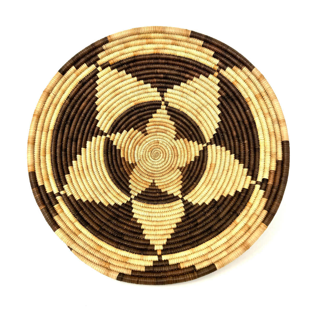 1970s Forehead of the Zebra Pattern Botswana Basket - 15.5" Diam. X 5" H