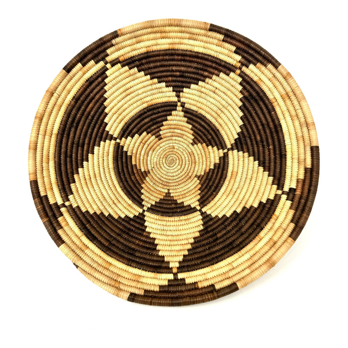 1970s Forehead of the Zebra Pattern Botswana Basket - 15.5" Diam. X 5" H