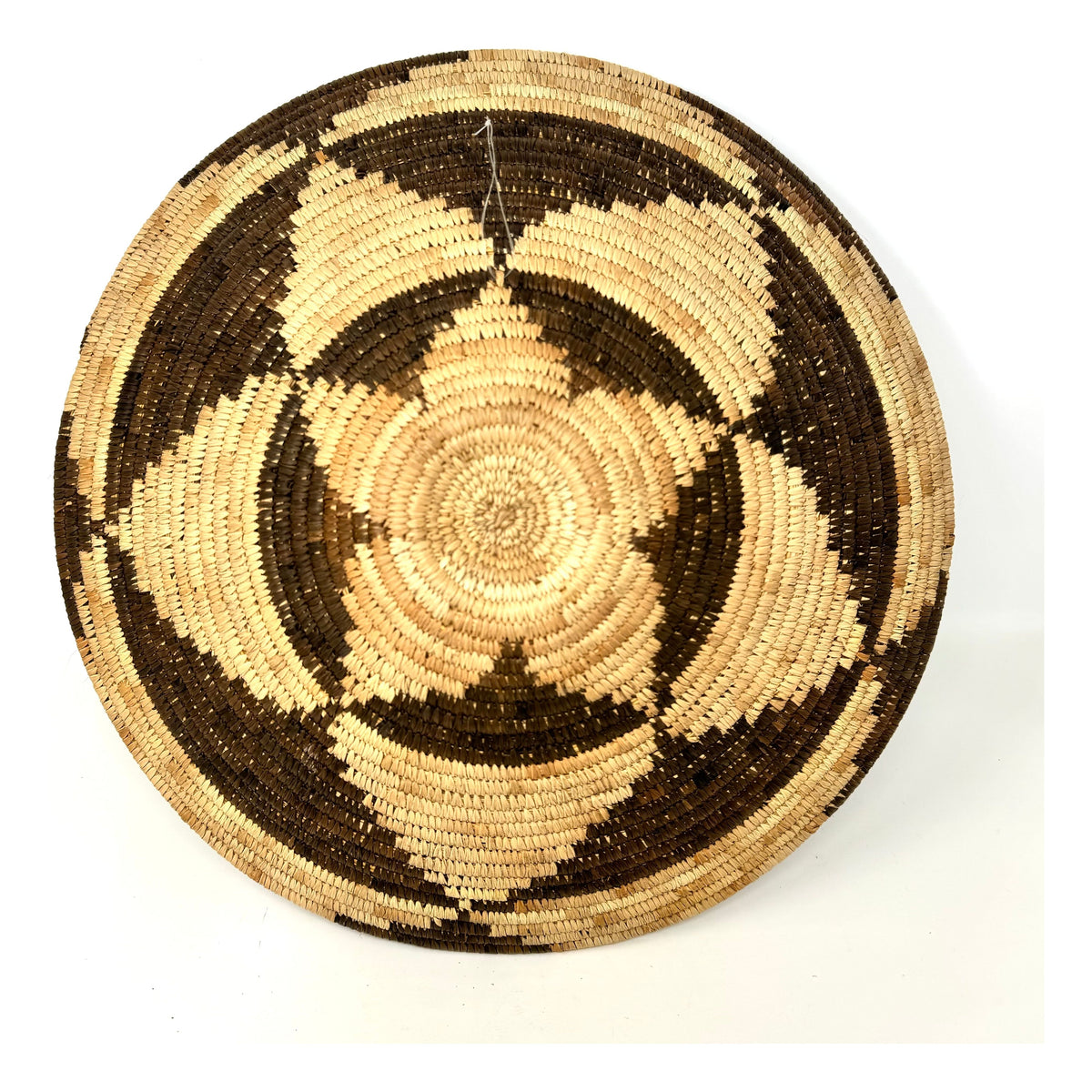 1970s Forehead of the Zebra Pattern Botswana Basket - 15.5" Diam. X 5" H