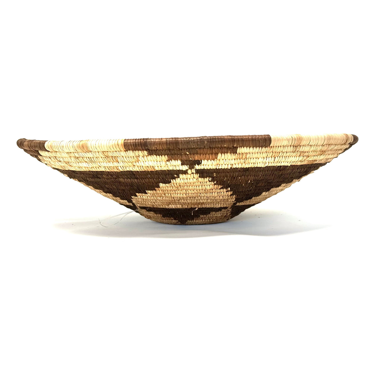 1970s Forehead of the Zebra Pattern Botswana Basket - 15.5" Diam. X 5" H