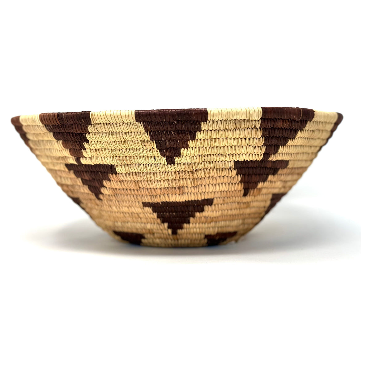 1970s Flight of the Swallow Pattern Botswana Basket - 12" Diam. X 4.5" H