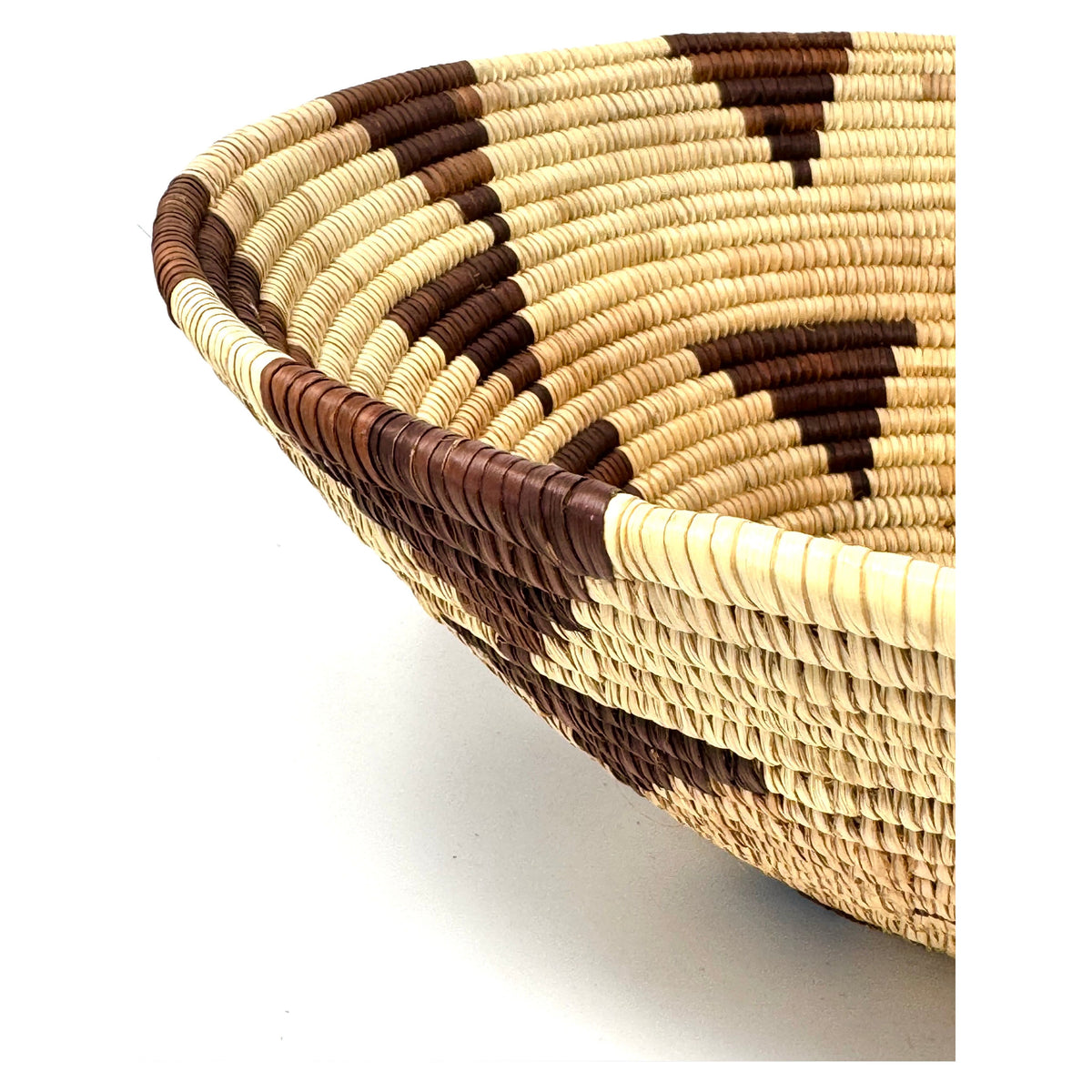 1970s Flight of the Swallow Pattern Botswana Basket - 12" Diam. X 4.5" H