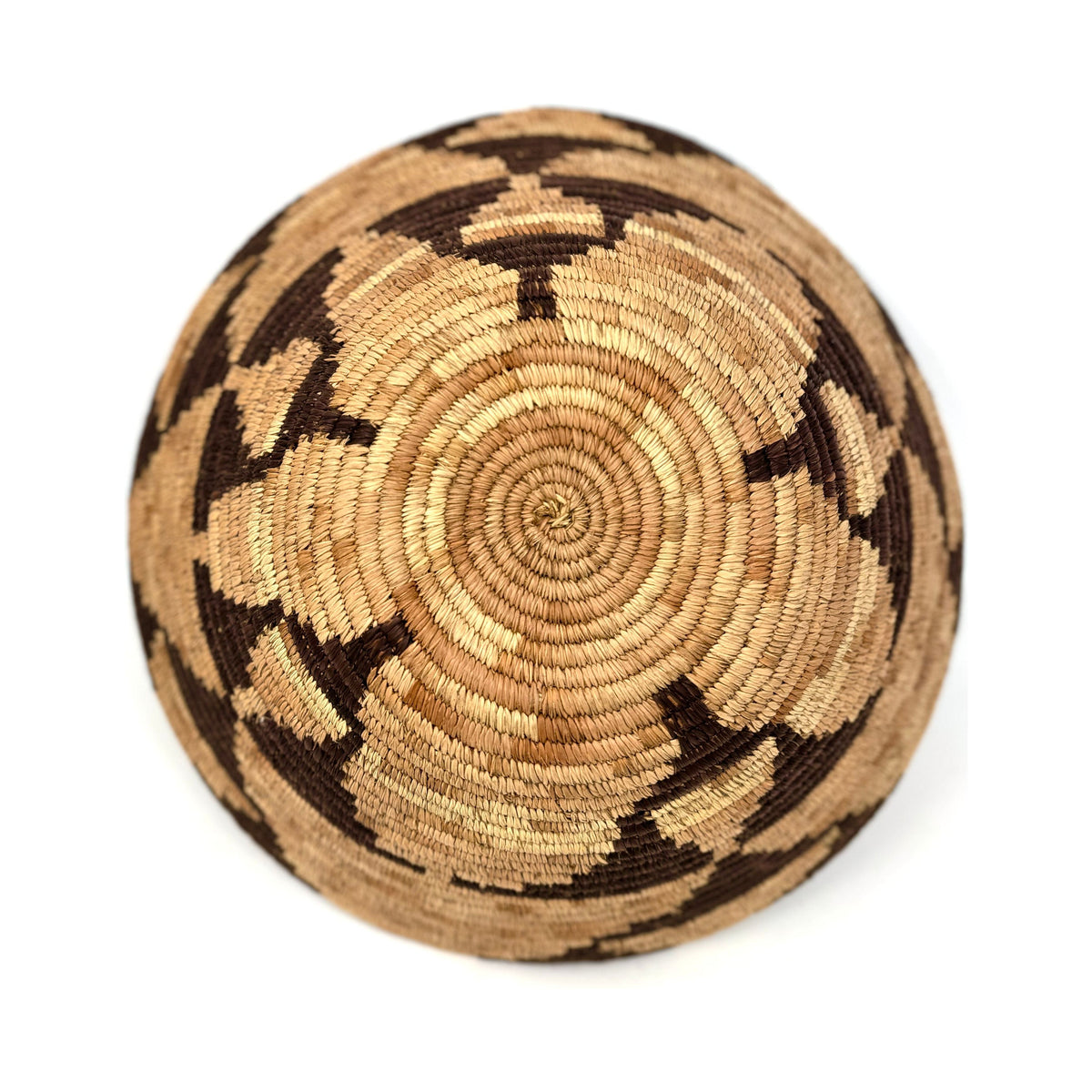 1970s Forehead of the Zebra Pattern Botswana Basket - 13" Diam. X 5" H