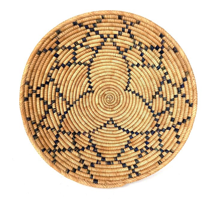 1970s Flower Pattern Botswana Basket - 12" Diam. X 5" H