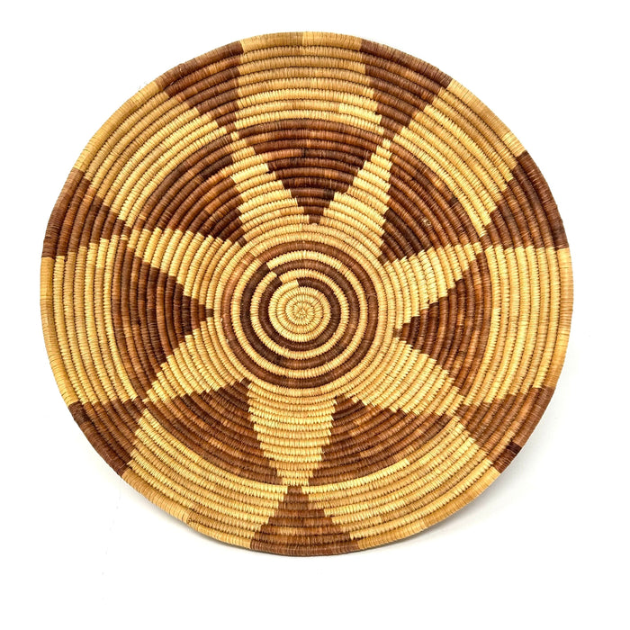 1970s Flight of the Swallow Pattern Botswana Basket - 11" Diam. X 4" H