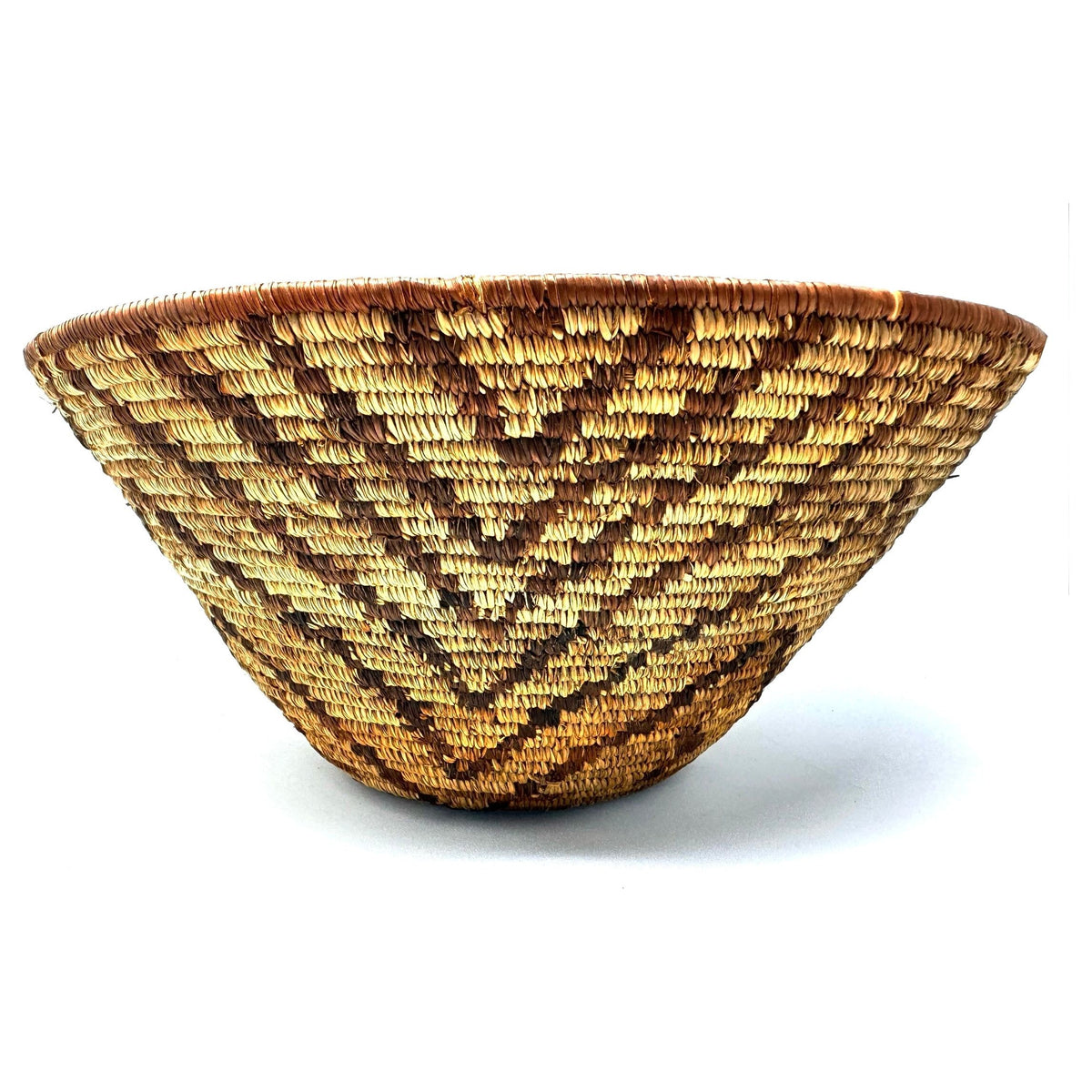 1970s Forehead of the Zebra Pattern Botswana Basket - 13" Diam. X 6" H