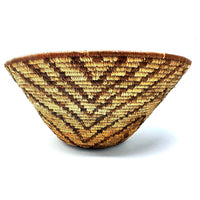 1970s Forehead of the Zebra Pattern Botswana Basket - 13" Diam. X 6" H