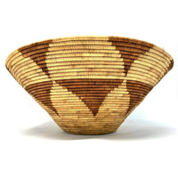 1970s Flower Pattern Botswana Basket - 16.25" Diam. X 6.25" H