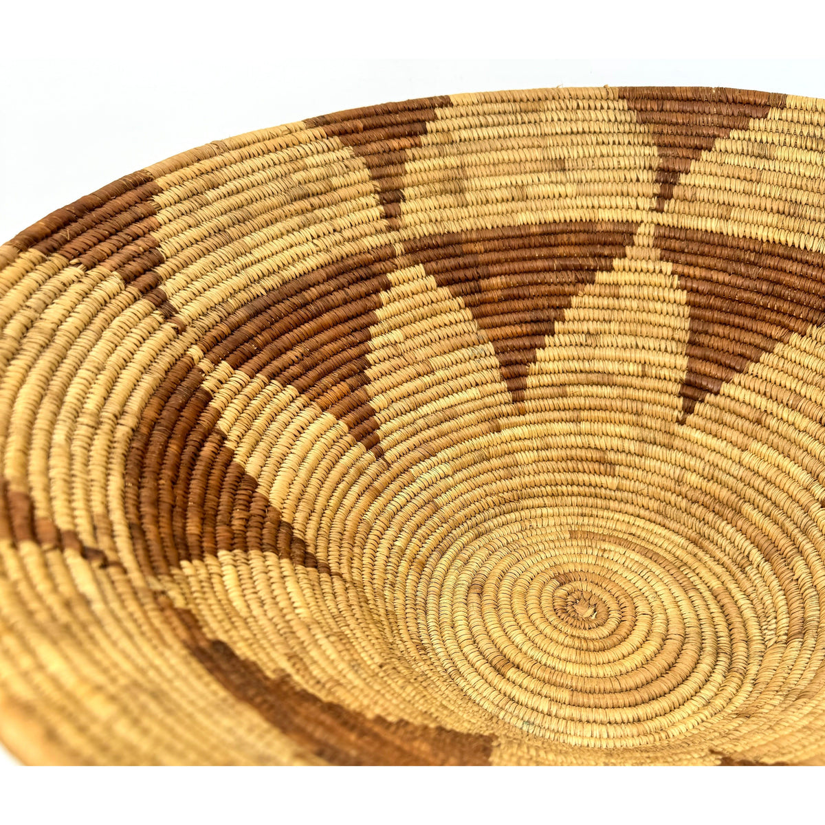 1970s Flower Pattern Botswana Basket - 16.25" Diam. X 6.25" H