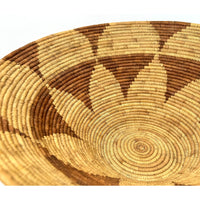 1970s Flower Pattern Botswana Basket - 16.25" Diam. X 6.25" H