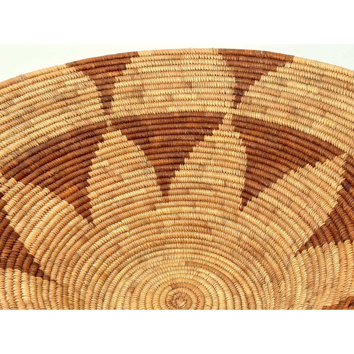 1970s Flower Pattern Botswana Basket - 16.25" Diam. X 6.25" H