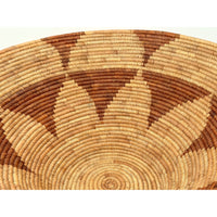 1970s Flower Pattern Botswana Basket - 16.25" Diam. X 6.25" H