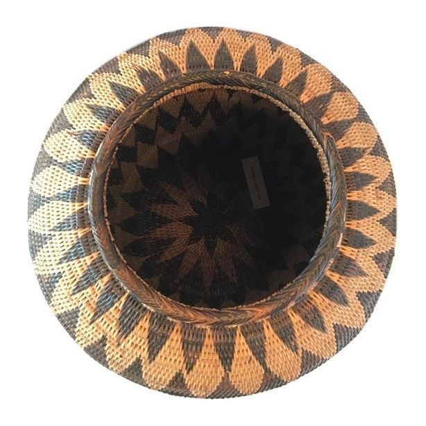 Large Philippine Iraya Basket with Lid - 20.5" H X 12.5" Diam.