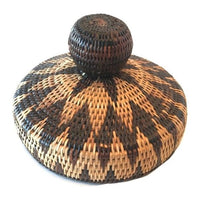 Large Philippine Iraya Basket with Lid - 20.5" H X 12.5" Diam.