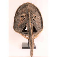 Tumbuan Long-Nose Mask from Sepik River Region, Papua New Guinea/Oceania with Custom Metal Stand - 26" H X 34.5" D