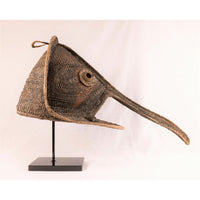 Tumbuan Long-Nose Mask from Sepik River Region, Papua New Guinea/Oceania with Custom Metal Stand - 26" H X 34.5" D