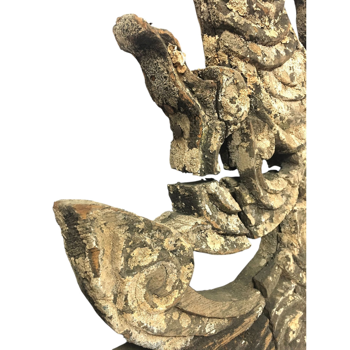 Large 19th Century Thai Wooden Temple Dragon - 42" H X 29" W