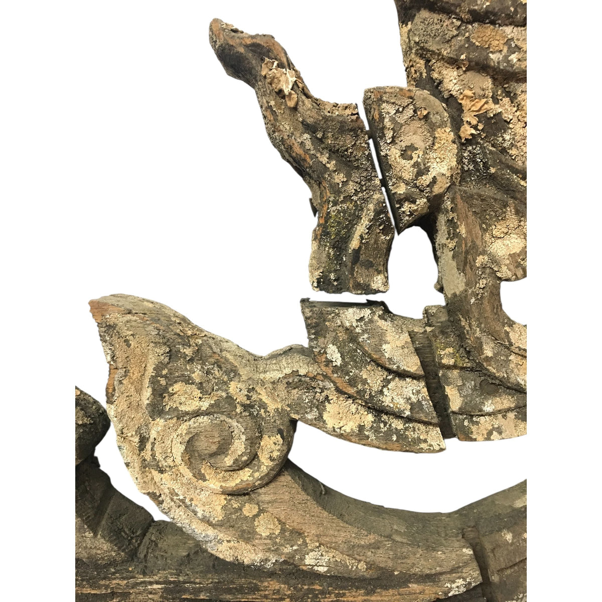 Large 19th Century Thai Wooden Temple Dragon - 42" H X 29" W