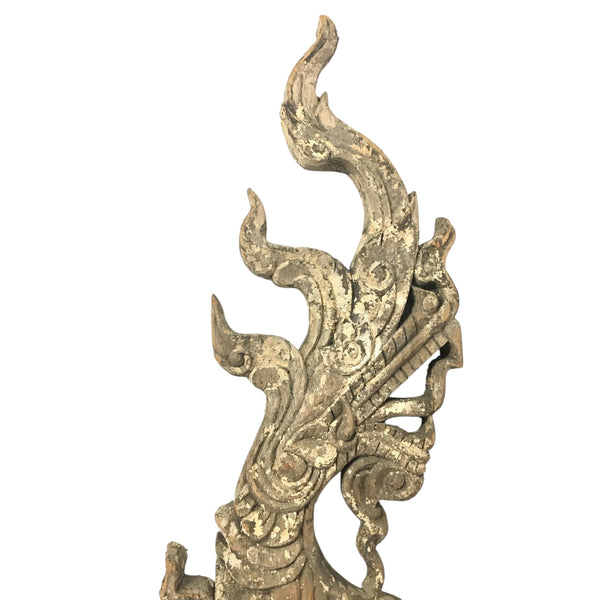 Large 19th Century Thai Wooden Temple Dragon - 47" H X 20" W