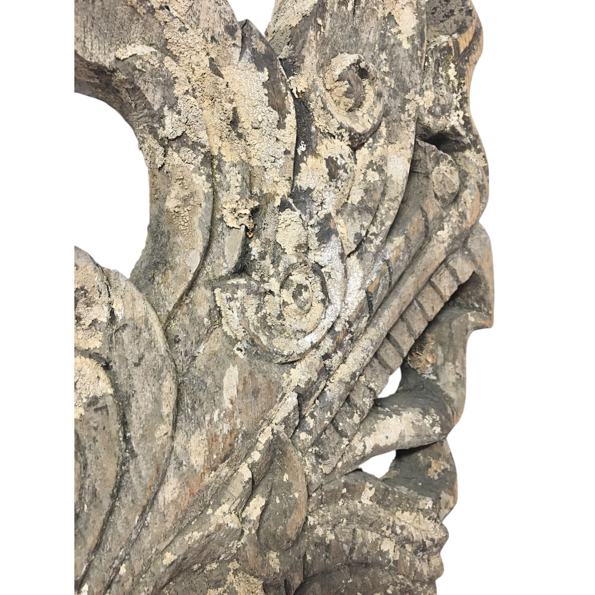 Large 19th Century Thai Wooden Temple Dragon - 47" H X 20" W