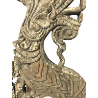 Large 19th Century Thai Wooden Temple Dragon - 47" H X 20" W