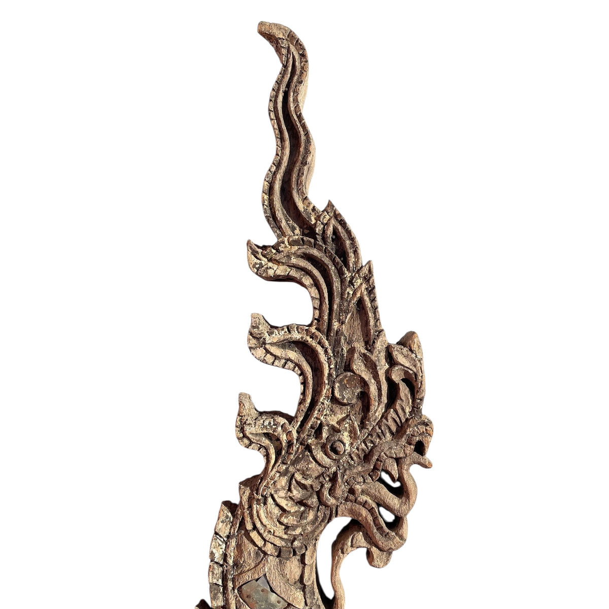 Large 19th Century Thai Wooden Temple Dragon - 48" H X 29" W