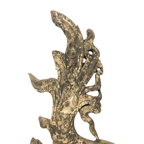 Large 19th Century Thai Wooden Temple Dragon - 42" H X 29" W