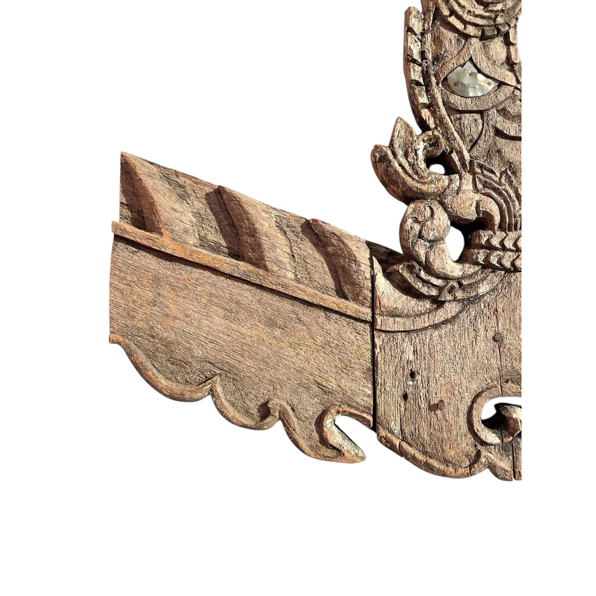 Large 19th Century Thai Wooden Temple Dragon - 48" H X 29" W