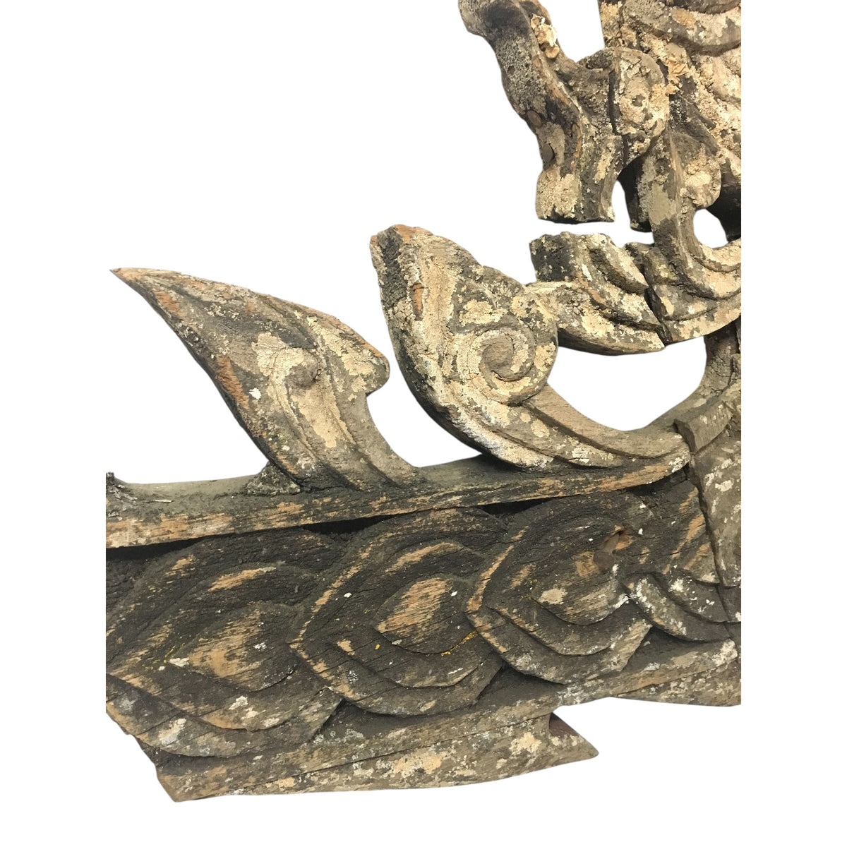 Large 19th Century Thai Wooden Temple Dragon - 42" H X 29" W