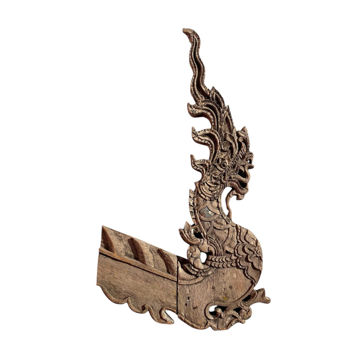 Large 19th Century Thai Wooden Temple Dragon - 48" H X 28" W X 2" D