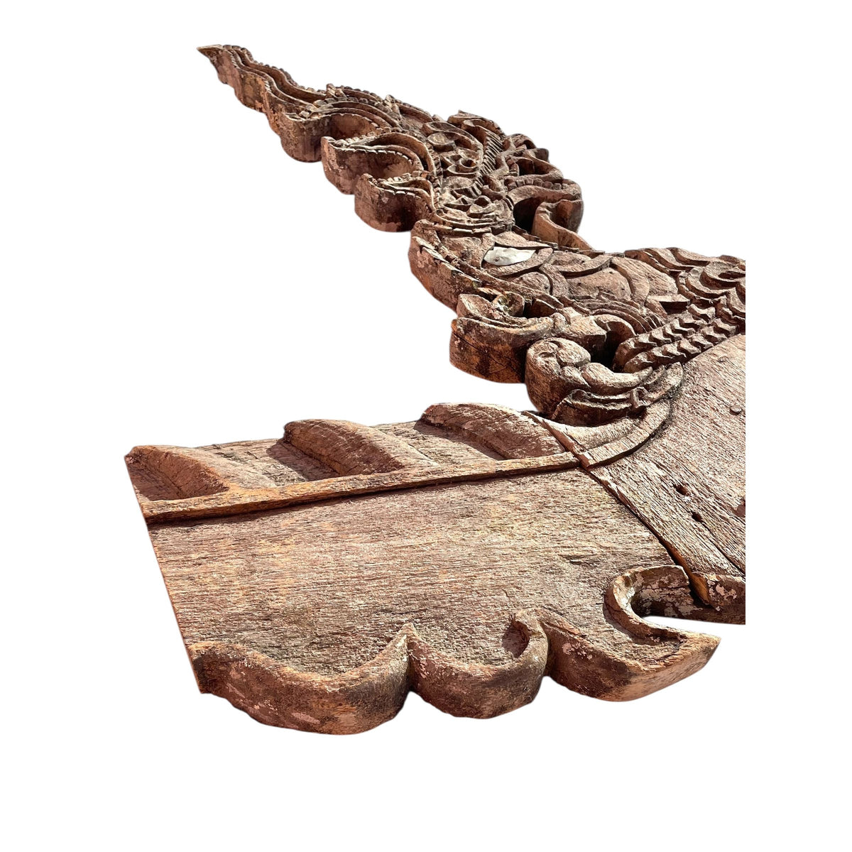 Large 19th Century Thai Wooden Temple Dragon - 48" H X 29" W