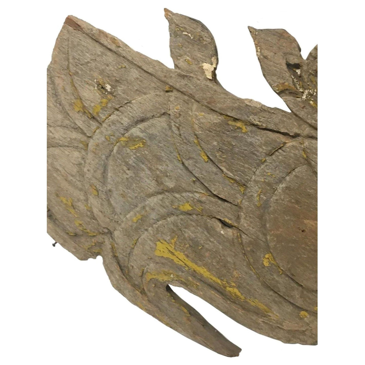 Large 19th Century Thai Wooden Temple Dragon - 49" H X 24" W X 1" D