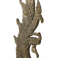 Large 19th Century Thai Wooden Temple Dragon - 49" H X 24" W X 1" D